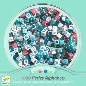 1000 PERLINE ALFABETO per fare braccialetti ARGENTO in plastica DJECO DJ00030 età 5+